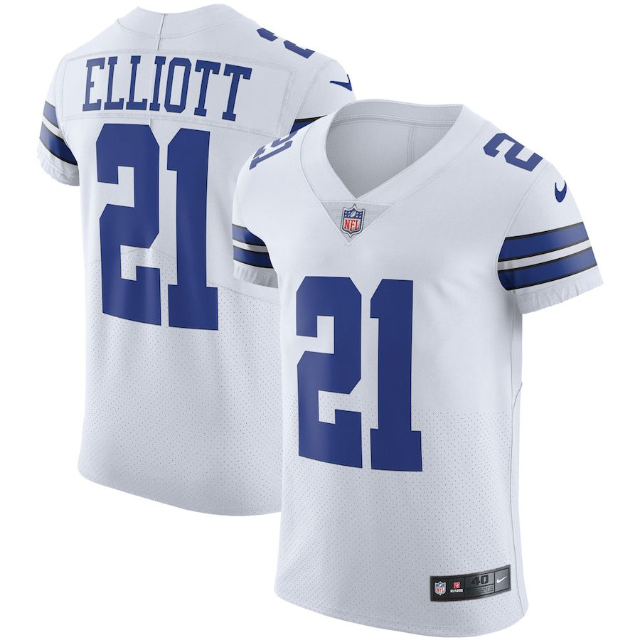 Men Dallas Cowboys #21 Ezekiel Elliott Nike White Vapor Elite NFL Jersey